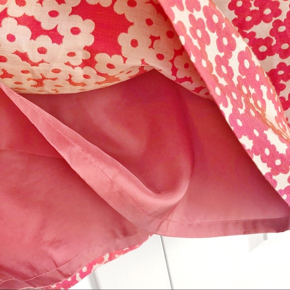 Doncaster Linen & Silk Salmon Pink Floral Print Mini Skirt Size 14 - Picture 9 of 16